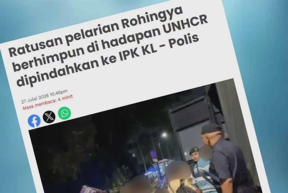 Image from: 110 pelarian Rohingya berhimpun di hadapan pejabat UNHCR diperiksa JIM