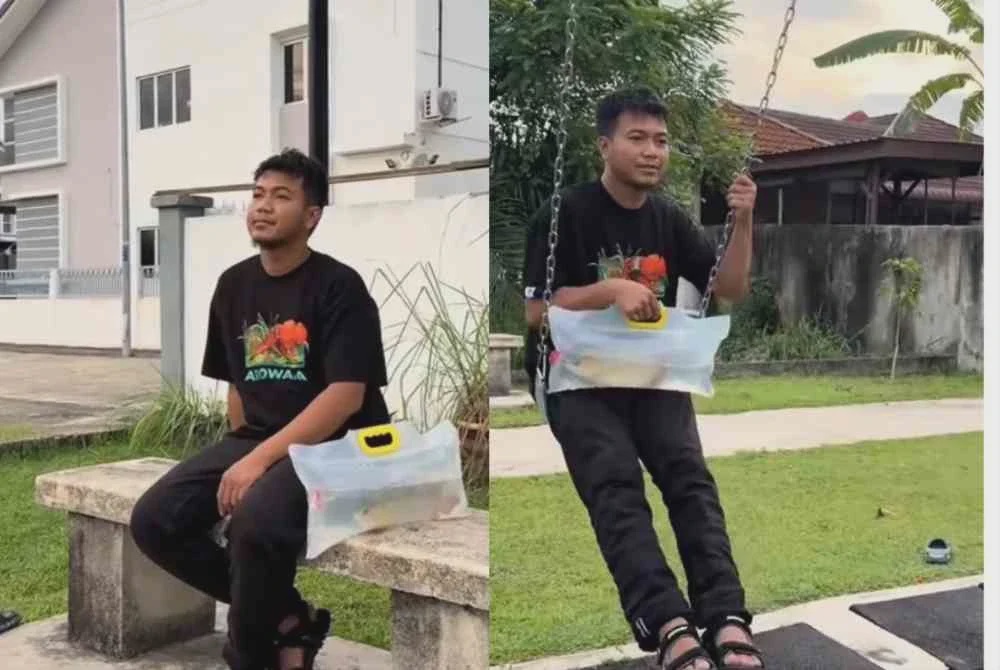 Image from: 'Saya masih waras' - Pemuda bawa arowana main gelongsor di taman