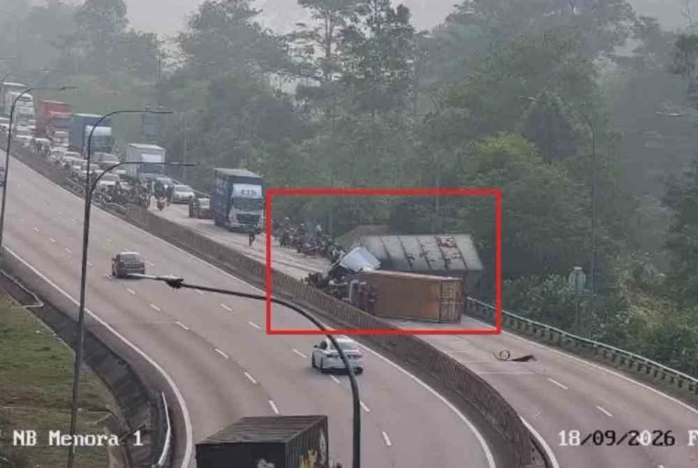 Image from: Laluan utara selepas Terowong Menora terhalang, trafik sesak 7 kilometer