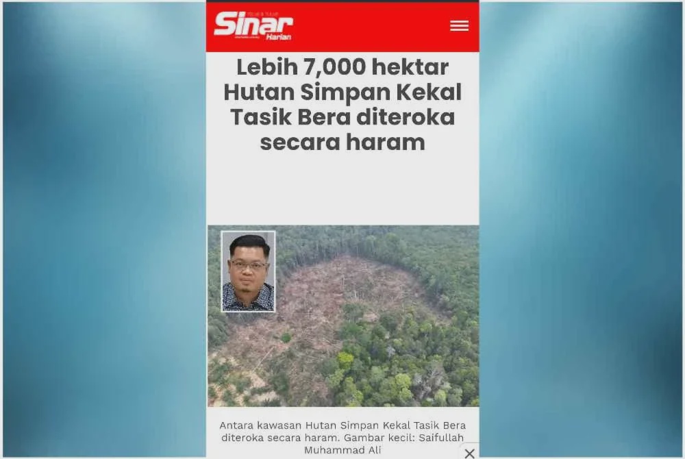 Image from: Pahang rugi  RM387.8 juta akibat Hutan Simpan Kekal Tasek Bera diteroka secara haram