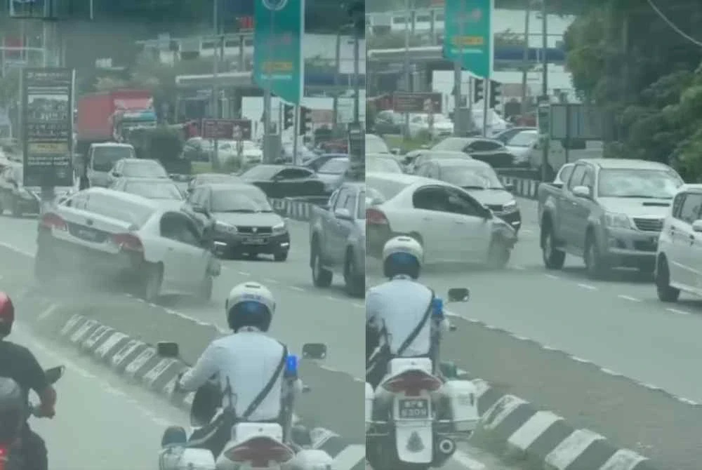 Image from: Anggota polis trafik dirempuh pemandu positif dadah