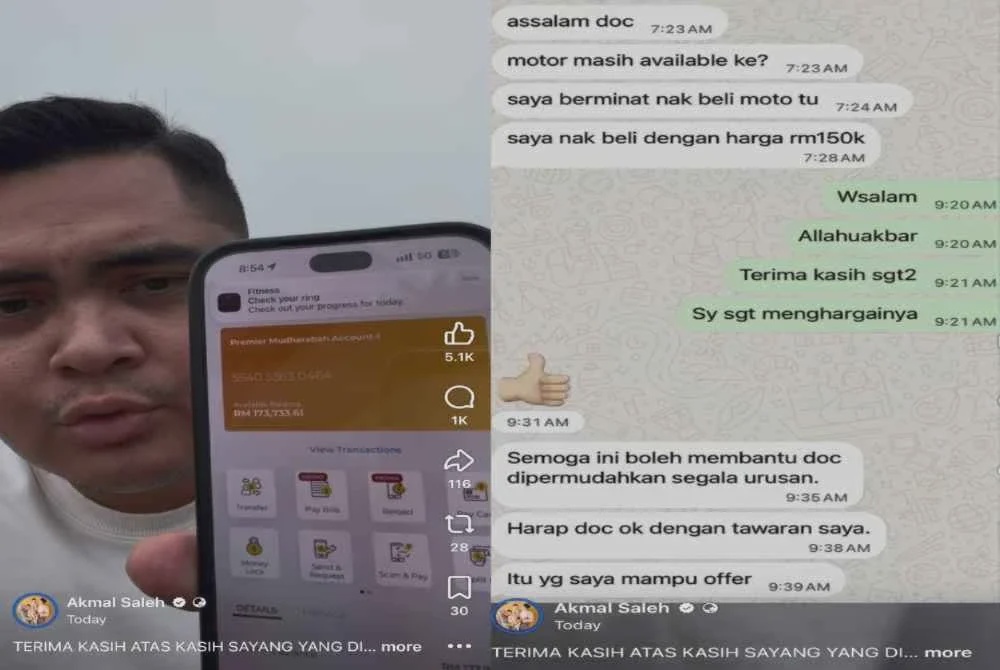 Image from: Motosikal, ikan tilapia Akmal Saleh terjual RM180,000