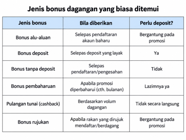 Image from: Bonus Dagangan vs Bonus Deposit: Perbezaan dan Cara Berfungsi (Panduan 2026)