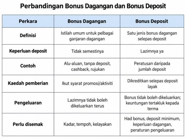 Image from: Bonus Dagangan vs Bonus Deposit: Perbezaan dan Cara Berfungsi (Panduan 2026)