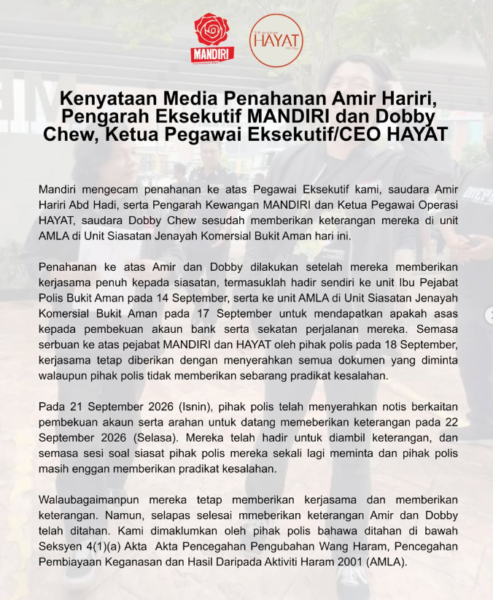 Image from: Pengarah Eksekutif MANDIRI, CEO HAYAT ditahan bawah AMLA