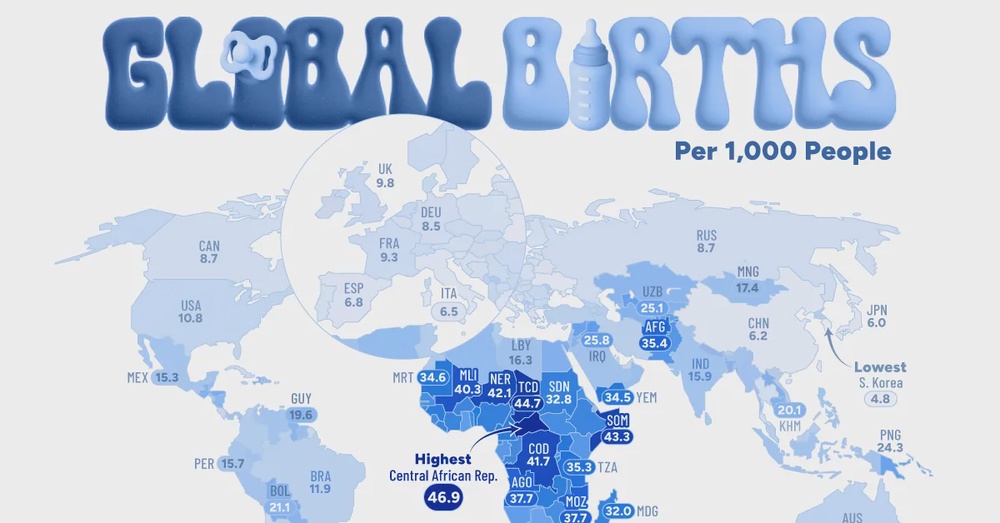Mapped: Birth Rates Around the World in 2025