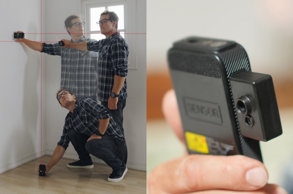 This allin1 home renovation tool has a laser measure, stud finder
