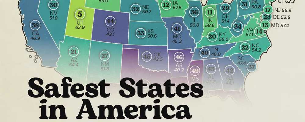 Mapped: Safest States in America