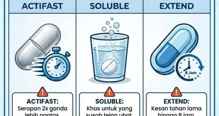 Bezakan jenis Panadol sebelum telan!