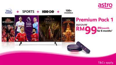 Catch your favourite sports and movies (including Disney+ Hotstar & HBO GO) for only *RM99.99/month!