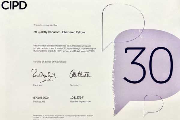 Global recognition for extraordinary milestone being an ambassador of long-term service to the people profession #CIPD30