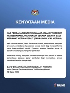 PM Selamat Jalani Pembedahan Hernia, Guna Kaedah Laparoskopi 