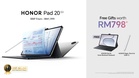Siri Honor Pad 20 Malaysia: Tampil skrin 3K, bateri 10,100mAh & diskaun 15% untuk pelajar