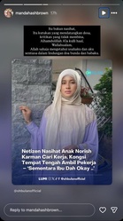 Anak Norish Karman Tegur Netizen Gara-Gara Disuruh Cari Kerja – “Itu Bukan Nasihat, Itu Kutuk”