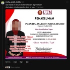 Akak ‘Kepala Hotak Kau’ Bukan Staff Universiti Teknologi Malaysia, Pertimbang Untuk Ambil Tindakan Undang-Undang