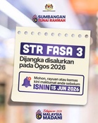 STR Fasa 3: Semakan Bayaran Mulai Ogos 2026