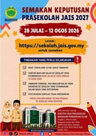 Semakan Keputusan Permohonan Prasekolah JAIS 2027