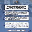 Semakan Keputusan SVM (Sijil Vokasional Malaysia) Semester 3 Sesi 1/2026