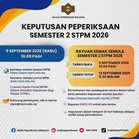 Semakan Keputusan Peperiksaan STPM Semester 2 (9 September 2026)