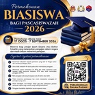 Permohonan Biasiswa Pascasiswazah 2026 YPJ