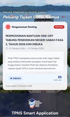 TPNS: Permohonan Tabung Pendidikan Negeri Sabah Fasa 3 2026
