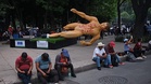 World Cup player statues toppled during protest in Mexico City