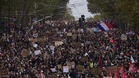 Clashes between French police and protesters after largely peaceful demonstrations that drew thousands