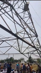 Linemen union members protest atop tower days after lathicharge