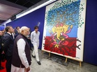 PM Modi, French President Macron view India-inspired artworks by French artists at Bharat Innovates