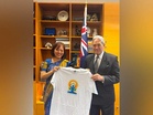 Indian High Commissioner gifts New Zealand Foreign Minister International Yoga Day T-Shirt