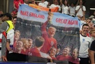 How England fans celebrated 4-2 win over Croatia using a Donald Trump banner