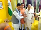 Uttar Pradesh: BJP's Pankaj Chaudhary meets Dr Ram Manohar Lohia's family during outreach campaign in Lucknow
