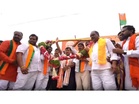 BJP chief Nitin Nabin receives grand welcome from party workers on way to Warangal