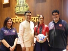 Goa CM Pramod Sawant congratulates Keren D'Souza on being selected for AIFF-FIFA Telangana Talent Academy