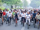 Union Sports Minister Mansukh Mandaviya leads 80th Fit India Sundays on Cycle in New Delhi