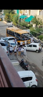Chitkara school bus rams into 6 cars in Panchkula