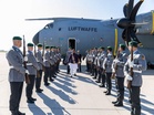 Defence Minister Rajnath Singh accorded military honours upon arrival in Berlin, flown in a special German Air Force Aircraft from Munich