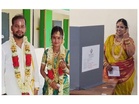 Polling underway in Tamil Nadu, newlywed couples turn up in wedding attire to cast their votes