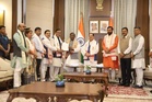NDA leaders meet Assam Governor Acharya at Lok Bhavan, stake claim to form govt