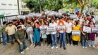 ABVP members protest outside Delhi Police headquarters
