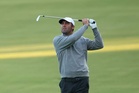 Scottie Scheffler reacts immediately after taking early lead at the PGA Championship on day one