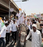 Congress stages horse-cart protest in Gurugram over fuel price hike, NEET paper leak