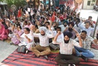 Health Unions protest against Talwandi Sabo SMO, SHO in Bathinda