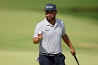 J.J. Spaun reacts after receiving warning for slow play at the Charles Schwab Challenge