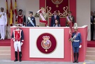 King watches on during uncomfortable moment as Spanish flag falls during military ceremony