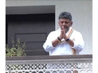 DK Shivakumar greets supporters gathered outside his Bengaluru residence ahead of oath-taking as Karnataka CM