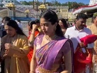 Dressed in traditional purple silk saree, Janhvi Kapoor seeks divine blessings for 'Peddi' at Tirumala temple