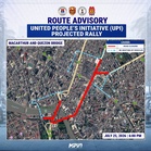 Road closures, rerouting set ahead of UPI rally; Motorists advise to take alternate routes