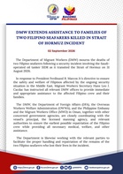 DMW ensures aid, benefits for families of two slain seafarers