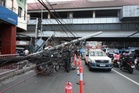 Fallen utility post, cables cause traffic in Pasay
